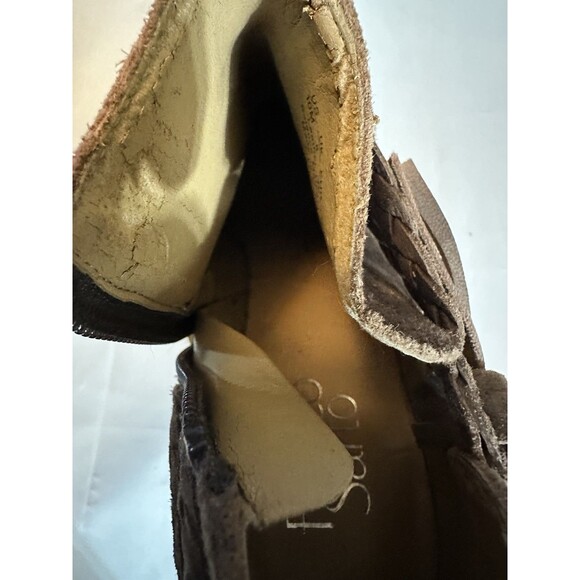 Women’s Franco Sarto Braided Fringe Brown Wedge Ankle Boots Bootie Sz. 10M - Picture 11 of 15